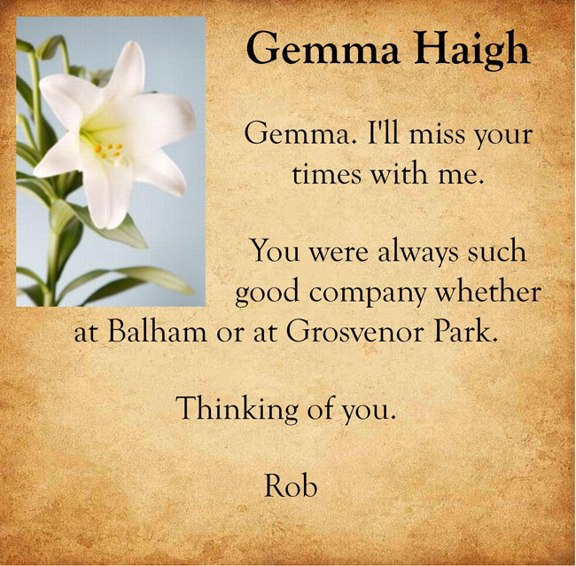 Pet Tribute to Gemma haigh from Rob
